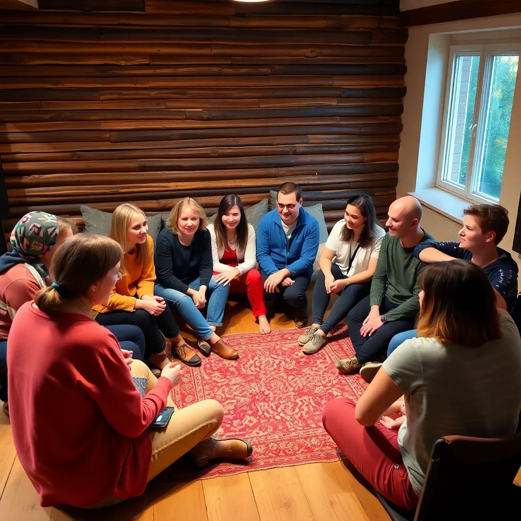 Eine Gruppe von Menschen in einem Workshop zur Selbstfindung