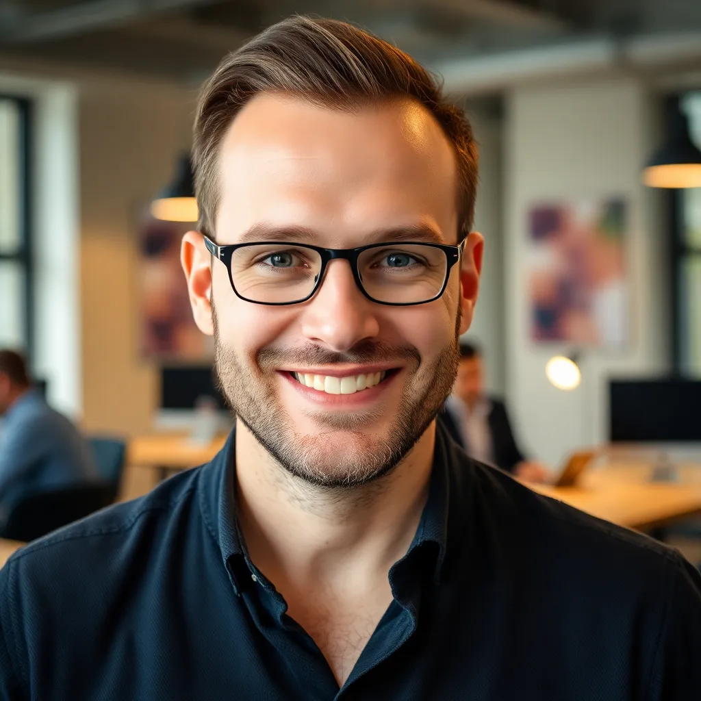 Portrait eines selbstbewussten Mannes in einem Coworking Space in München