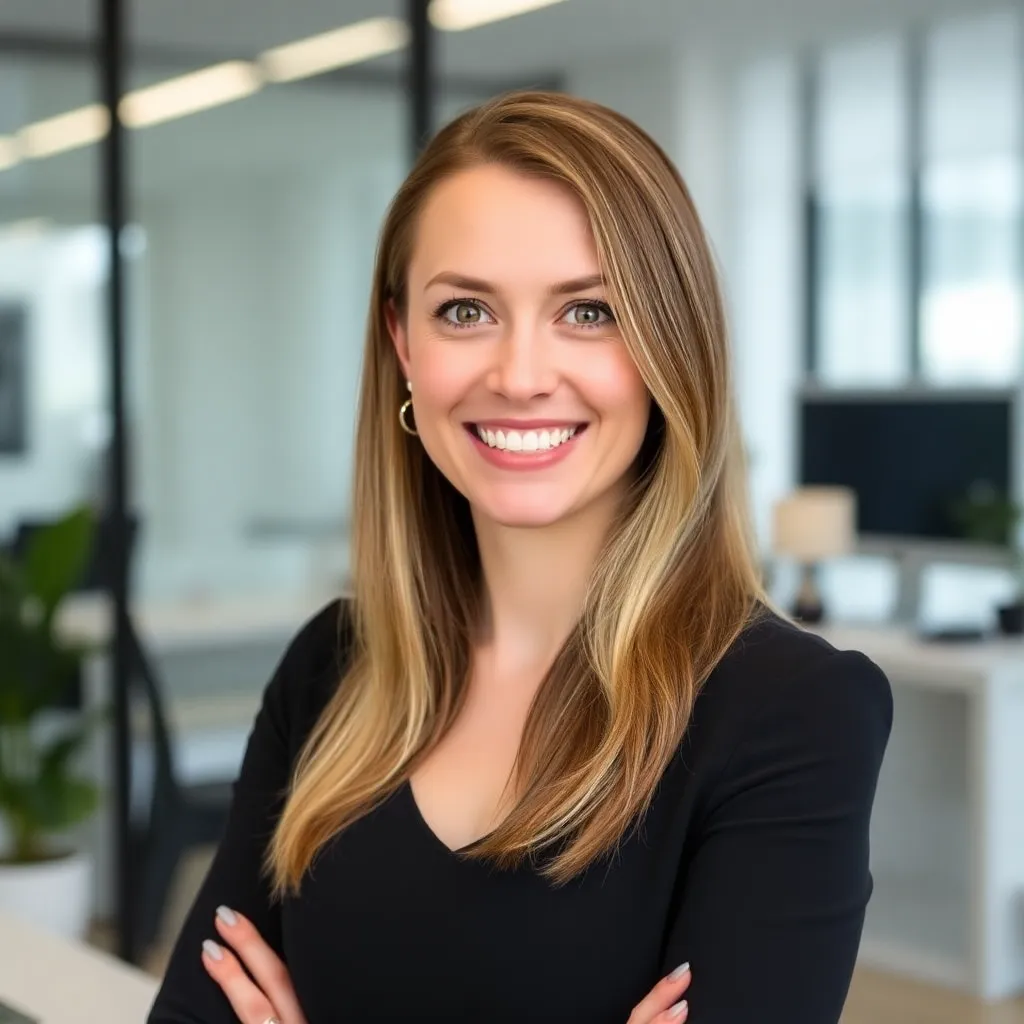 Portrait einer lächelnden Frau in einem Büro in Berlin